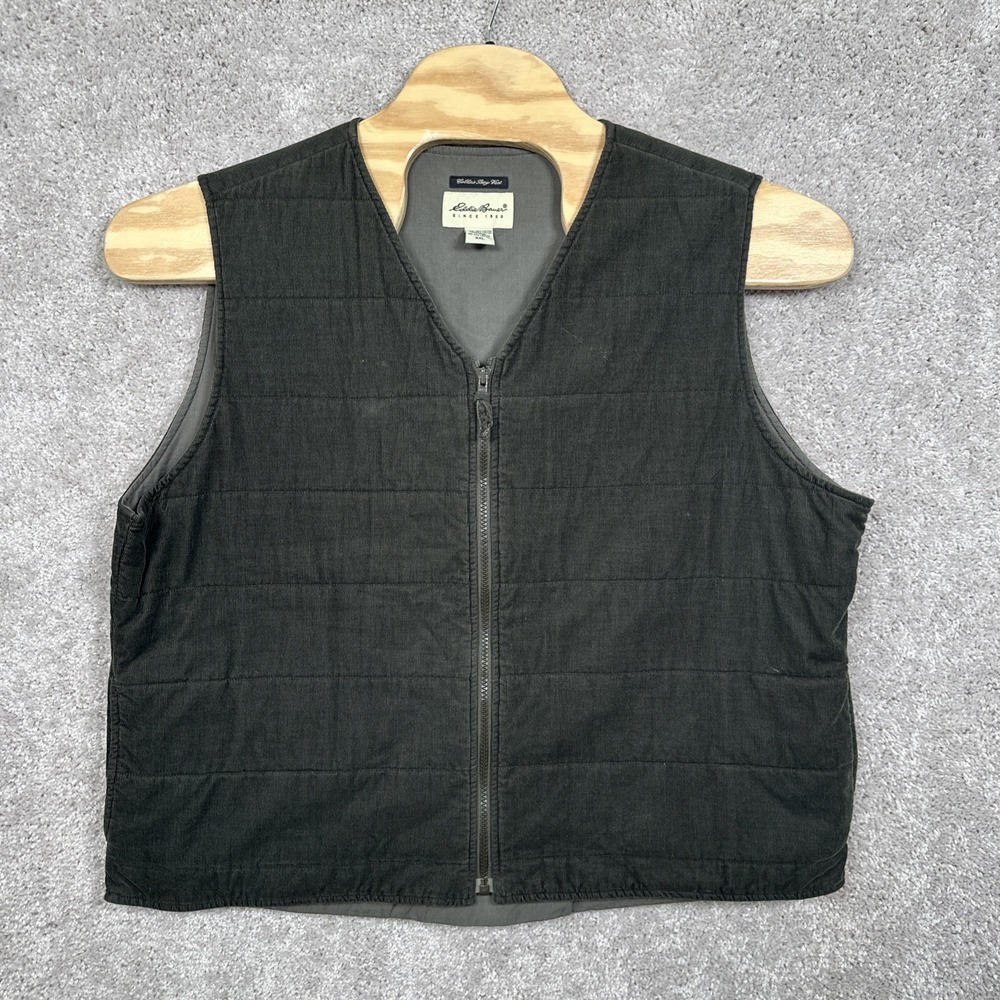 Vtg Eddie Bauer Collins Bay Corduroy Vest Mens XXL Green Insulated Gilet Hunting